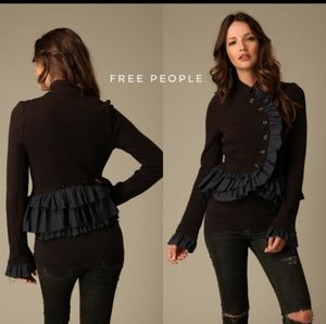 Free People Military Ruffle Jacket